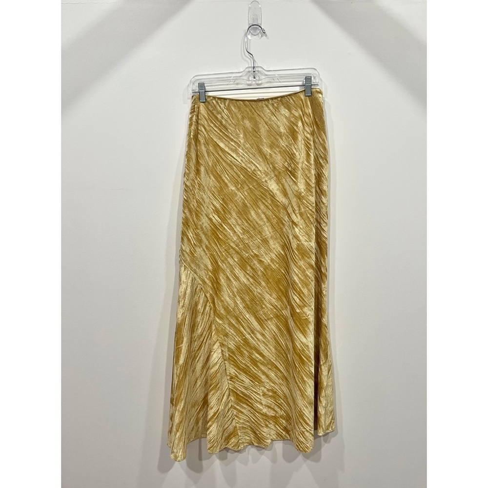 Free People Noa Velvet Slip Skirt in Gold - Picture 5 of 9